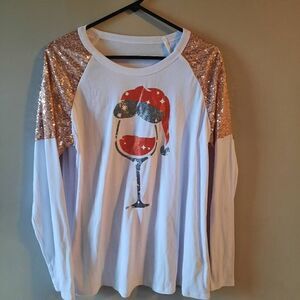Christmas New Years Eve Sequin Long Sleeve Shirt